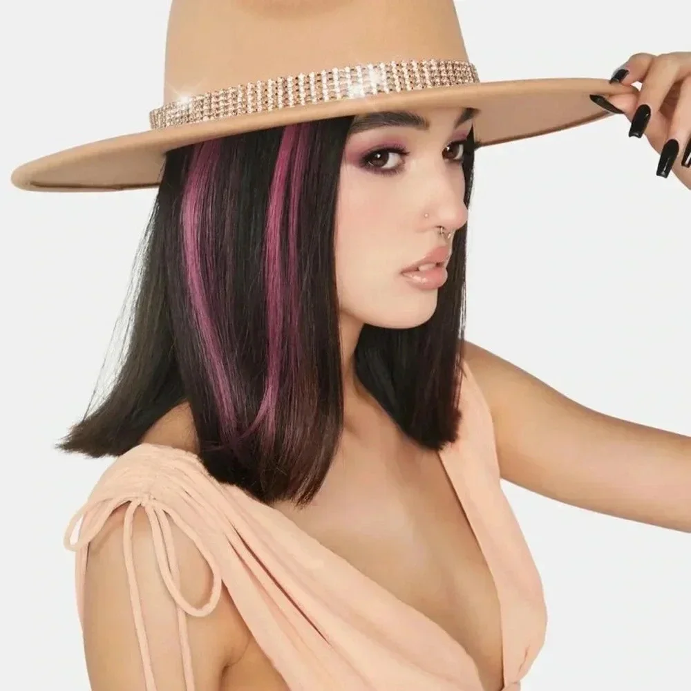 WIDE BRIM CRISTAL BELT HAT ONE SIZE - Picture 2 of 6